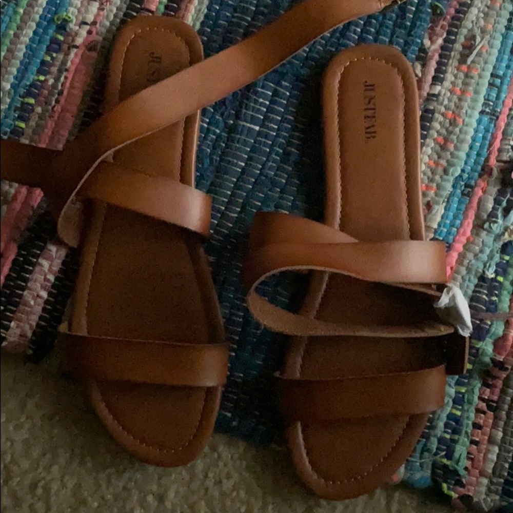2/$20 JustFab Soleila Flat Sandals, NWOT